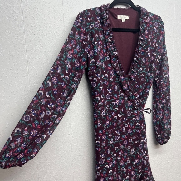 Francesca's Floral Party Event Romantic True Wrap Dress Womens Size Small Lined - Picture 6 of 13
